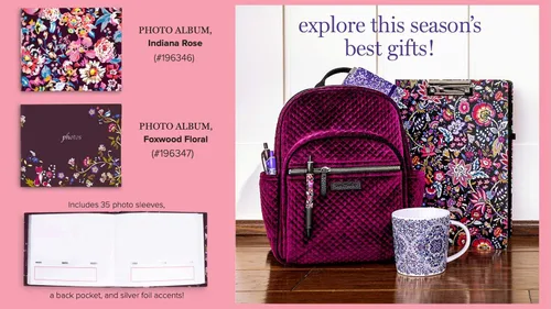 Vista 3 de Vera Bradley Álbum de fotos bonito floral, libro de fotos familiar con capacidad para 70 fotografías de 4 x 6 pulgadas, diseño floral de Foxwood