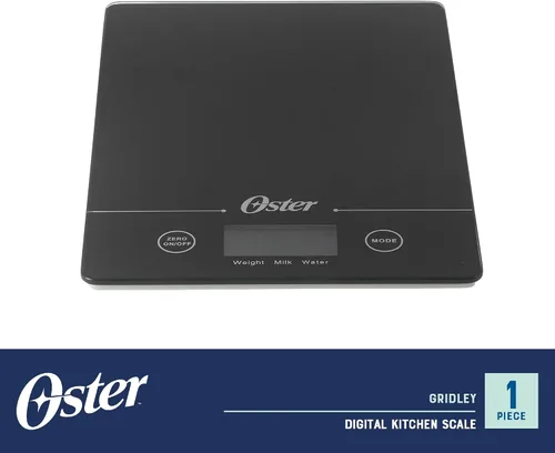 Vista 2 de Oster Gridley - Báscula digital de cocina, báscula de alimentos de alta precisión de 11 libras con pantalla LCD, función de tara, medición de gramos