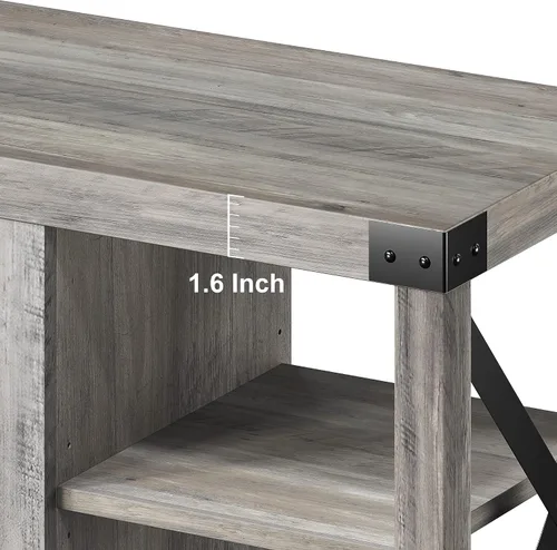 Vista 7 de IDEALHOUSE Soporte de TV de 59 pulgadas para TV de hasta 65 pulgadas, gabinete de TV de madera de granja con almacenamiento y estantes ajustables