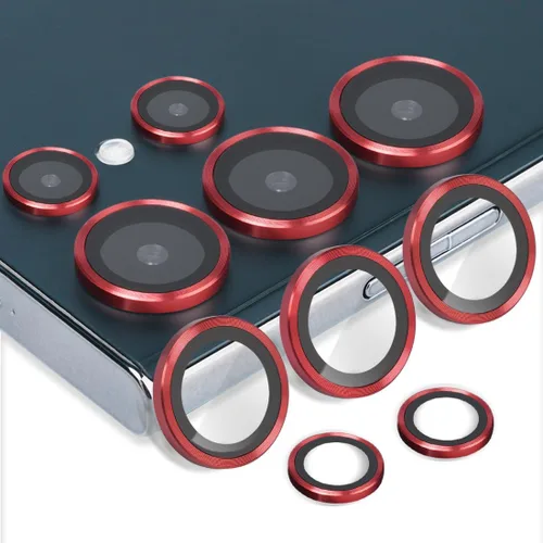 Vista 8 de Protector de lente de cámara para Samsung Galaxy S23 Ultra, anillo de aleación de aluminio, protector de lente de vidrio templado, funda decorativa