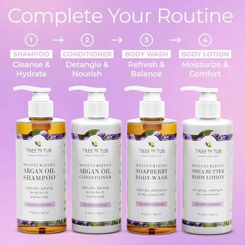 Vista 8 de Tree To Tub Champú y acondicionador de lavanda para cabello seco, cuero cabelludo seco, encrespamiento, champú y acondicionador hidratante de aceite