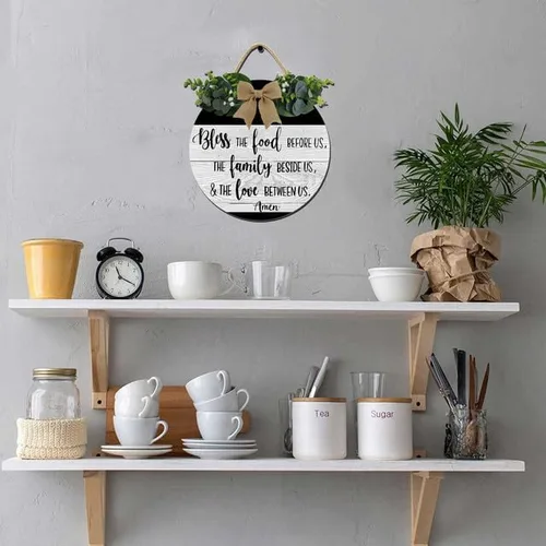 Vista 4 de Bless The Food Before Us, The Family Beside Us Farmhouse - Decoración de pared de cocina