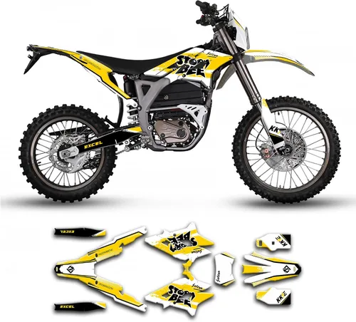 Vista 8 de SRSB21N003-KOR - Kit de calcomanías personalizadas para Surron Sur-Ron Storm Bee, negro y amarillo