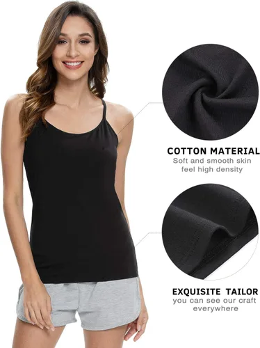 Vista 4 de Vislivin - Camiseta sin mangas de algodón con correa ajustable para mujer y sostén.