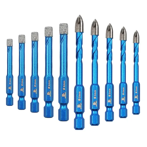 Vista 10 de Broca de diamante - BRSCHNITT Juego de brocas de 1/4 pulgada para albañilería para azulejos de porcelana, cerámica, piedra, granito, mármol, broca