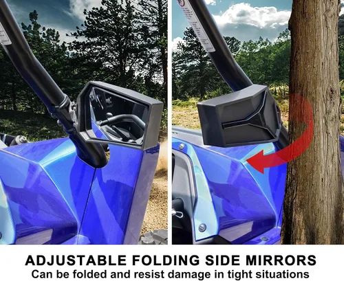 Vista 2 de SAUTVS Espejos laterales retrovisores ajustables para Yamaha YXZ 1000, espejos laterales traseros transparentes plegables para Yamaha YXZ 1000R