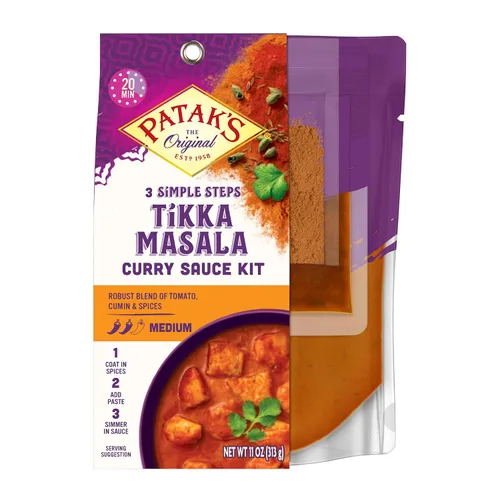 Vista 12 de Kit de salsa de curry en 3 pasos de Patak’s Paquete de variedad (2 Tikka Masala, 1 Butter Chicken) - Kit de comida vegetariana para cocinar