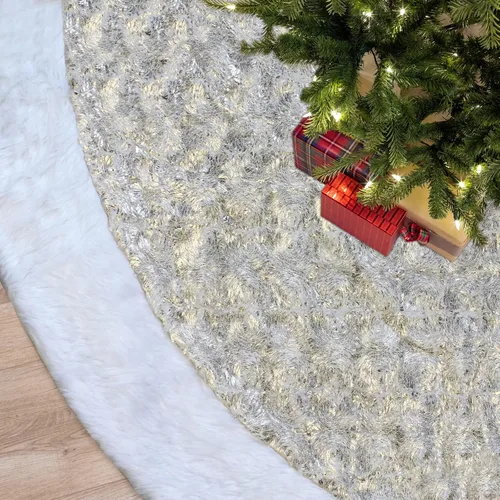 Vista 4 de SHENG HONG Falda de árbol de Navidad, faldas de árbol de Navidad de felpa de 72 pulgadas para Navidad, decoraciones de fiesta de vacaciones