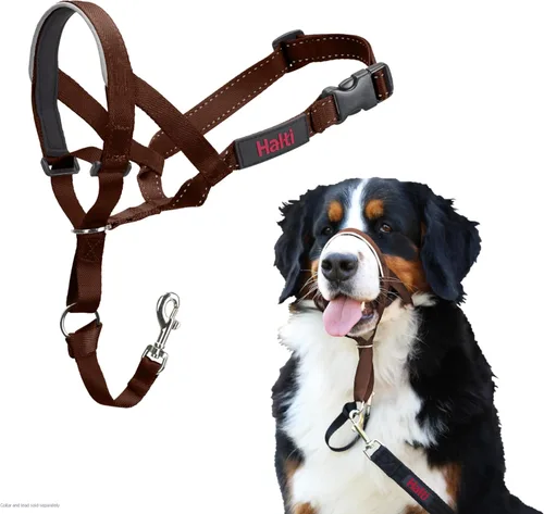Vista 6 de Collar Halti - Detén a tu perro de tirar de la correa. Ajustable, reflectante y ligero, con banda nasal acolchada. Collar anti-tirón de Negro