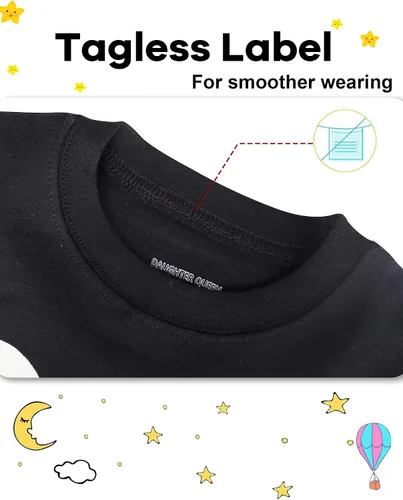 Vista 3 de DAUGHTER QUEEN Pijama para niños de 4 piezas, conjunto corto 100% algodón, talla 18 meses - 12 años