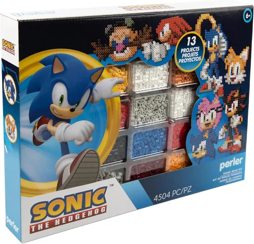 Vista 2 de Perler 80-57249 Sonic the Hedgehog Deluxe Fused Bead - Kit de actividades Sonic el erizo
