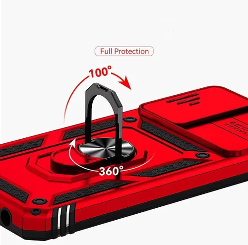 Vista 5 de Funda para Galaxy A32 5G, protección de grado militar para automóvil [soporte integrado] Soporte de anillo de metal de doble capa TPU resistente +