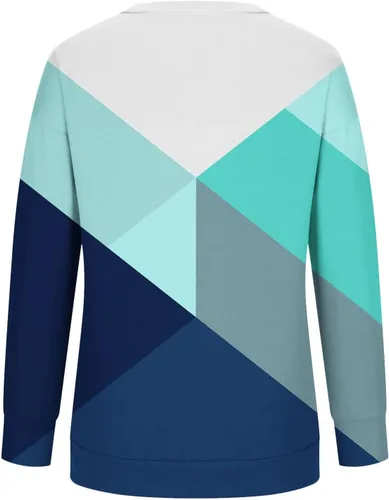 Vista 3 de Kenvina Camisas de manga larga de otoño para mujer, sudaderas de cuello redondo, suéter casual, blusa estampada, ajuste holgado, camisa de moda