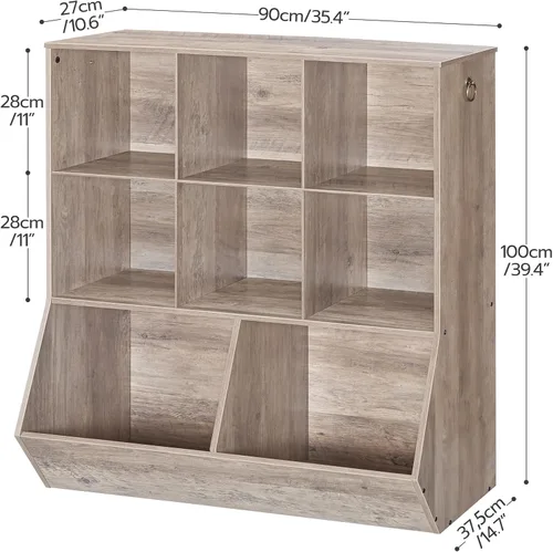 Vista 3 de HOOBRO Estantería para niños, gabinete de almacenamiento para juguetes, organizador de juguetes para niños, 8 cubículos, cabecera de estantería