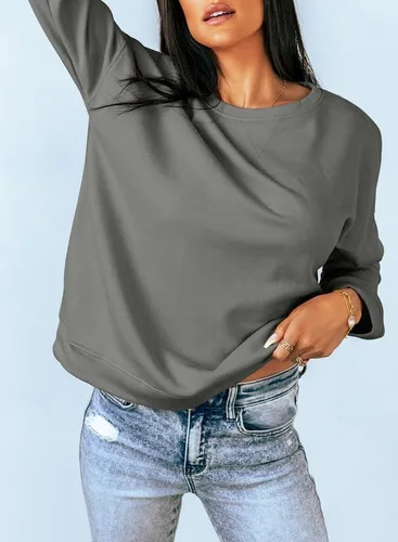 Vista 3 de Dokotoo Women's Casual Crew Neck Sweatshirt Loose Soft Long Sleeve Pullover Tops