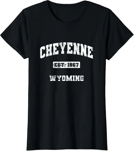 Vista 39 de Cheyenne Wyoming WY vintage state Camiseta de estilo atlético, Negro