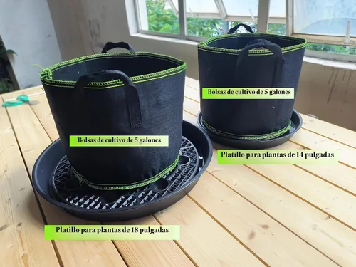 Vista 7 de Soporte de Platillo de Planta de Plástico, Paquete de 4 de 14 pulgadas, Base Elevada de Maceta de Tela de Autoriego, Para Usar con Bolsas de Cultivo