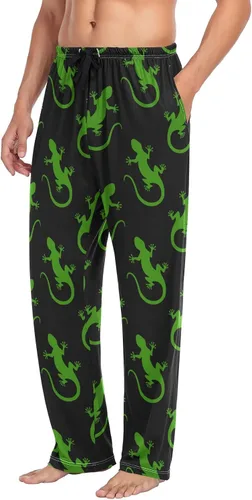 Vista 4 de Aslsiy Lizards Green - Pantalones de pijama para hombre, pantalones suaves separados para hombre, pantalones de descanso