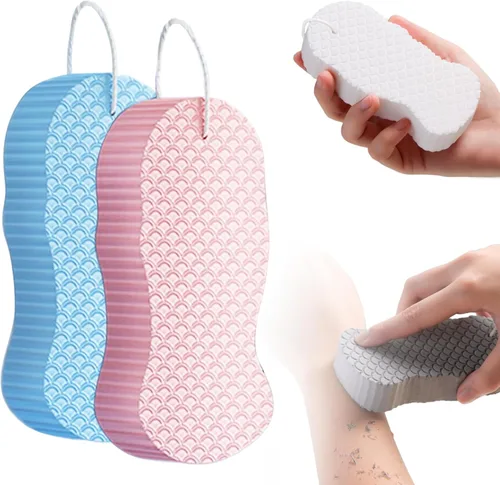 Vista 7 de Esponja de baño exfoliante mágica, exfoliante corporal 3D mejorado 2025, esponja de baño exfoliante súper suave, esponja de ducha reutilizable