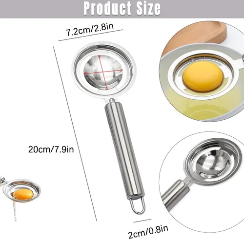 Vista 6 de Separador de huevos, herramienta de acero inoxidable para separar yema y clara de huevo