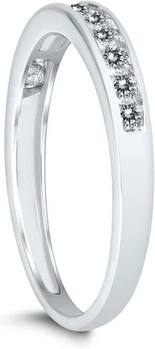 Vista 3 de Banda de diamantes en oro blanco de 10K, de 12 quilate certificado por AGS