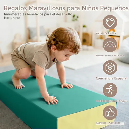 Vista 5 de Kinder King Juego de actividades de escalada y gateo, bloque de espuma suave de 10 piezas para escalar, gatear y deslizarse, escalador