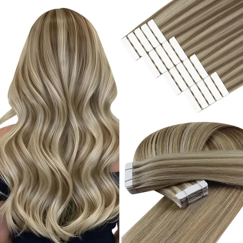 Vista 19 de YoungSee Extensiones de Cabello Humano con Cinta Balayage Extensiones de Cabello con Cinta Marrón Oscuro Extensiones de Cabello con Cinta Ombre