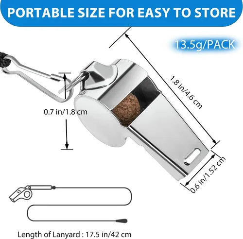 Vista 2 de Xgunion Whistle - Paquete de 3 silbatos deportivos de metal para entrenadores, árbitros deportivos con cordón, silbatos de entrenador para adultos