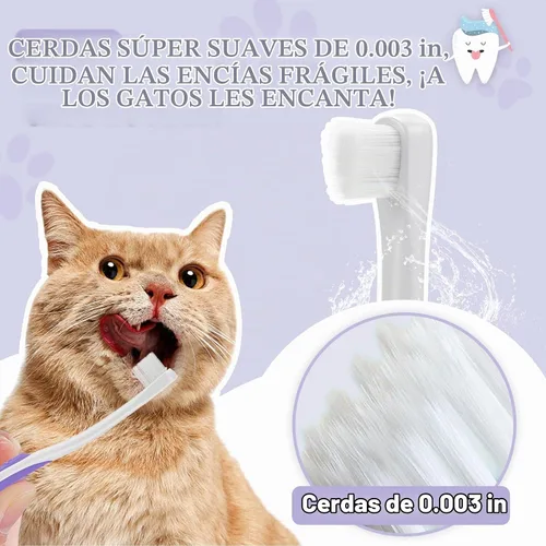 Vista 3 de Kit de cepillo de dientes para gatos, cepillos suaves y rastreador