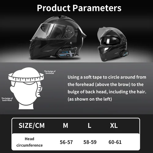 Vista 6 de Cascos modulares Bluetooth para motocicleta con luces traseras, aprobado por DOT, casco de motocicleta de doble visera, con altavoces duales
