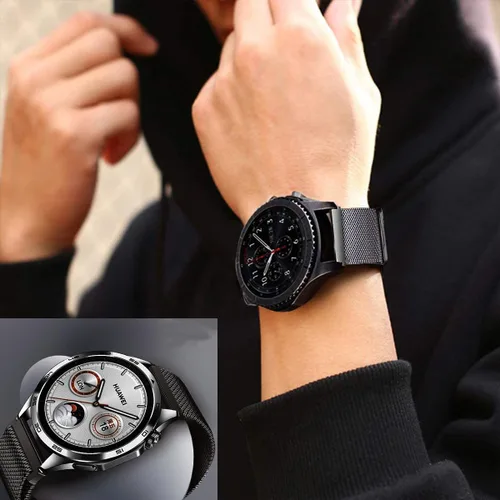 Vista 5 de MroTech Compatible con Samsung Gear S3 Frontier/Classic/Galaxy Watch 1.811 in Quick Release 0.866 in Correa de reloj de metal sólido de repuesto