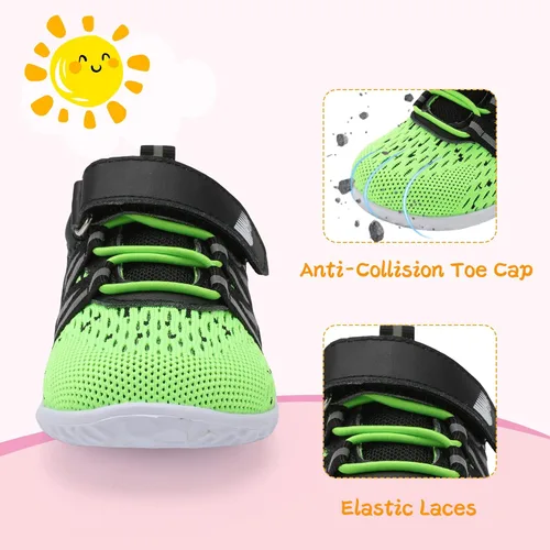 Vista 7 de BARERUN Zapatos deportivos para bebés y niños pequeños, suela antideslizante suave, para recién nacidos, primeros pasos, transpirables, atléticos