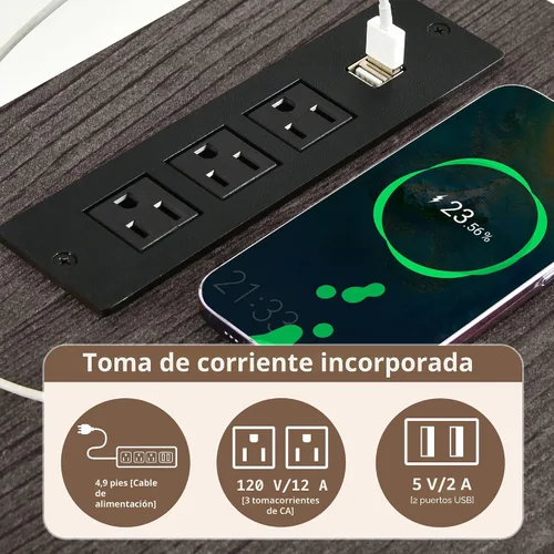 Vista 7 de DWVO 71" Double Dog Crate Furniture with LED Light & Power Outlets Soporte de TV doble resistente para perros con estantes y puertas correderas