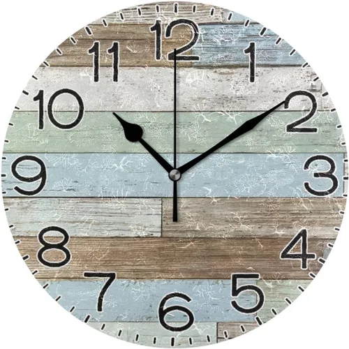 Vista 18 de ALAZA Reloj de pared cardenal de pájaro rojo de invierno, funciona con pilas, sin tictac, de cuarzo, analógico, rústico, rústico, reloj redondo