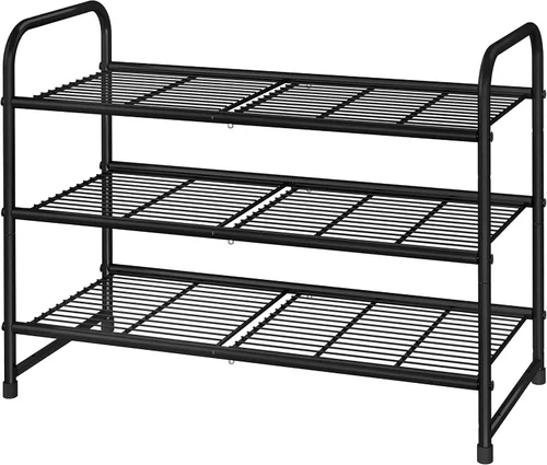 Vista 14 de Simple Trending - Zapatero apilable de 2 niveles, organizador de almacenamiento para zapatos de metal, negro