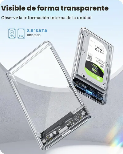 Vista 7 de POSUGEAR Caja de disco duro externo de 2,5" USB 3.0 a SATA III