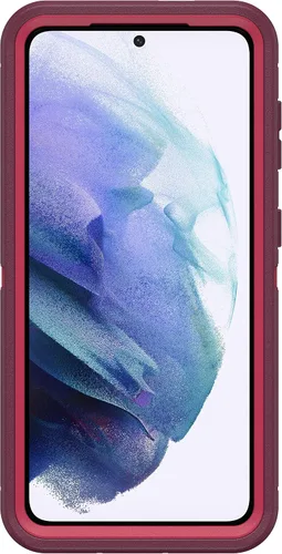 Vista 4 de OtterBox Defender Series - Funda resistente y funda con clip para cinturón para Samsung Galaxy S21 5G (solamente), embalaje al por menor, color rosa