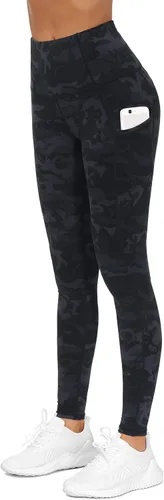 Vista 2 de The Gym People Pantalones deportivos gruesos de tiro alto, con bolsillos y control de abdomen, leggings para entrenar, correr, hacer yoga, para mujer