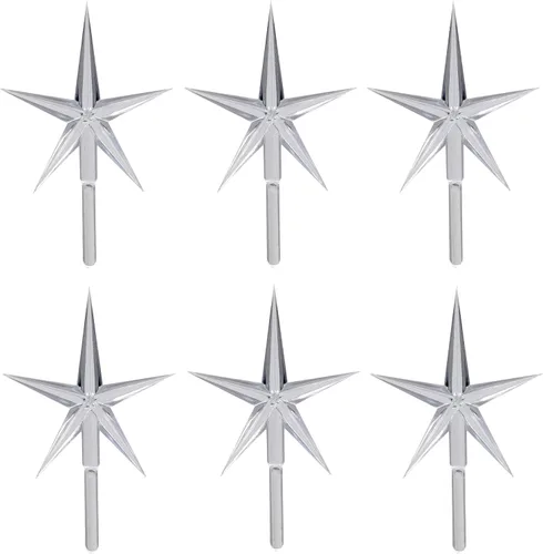 Vista 6 de Creative Hobbies Paquete de 6 luces de cerámica para árbol de Navidad con estrellas azules, decoraciones de luz de plástico, piezas de repuesto
