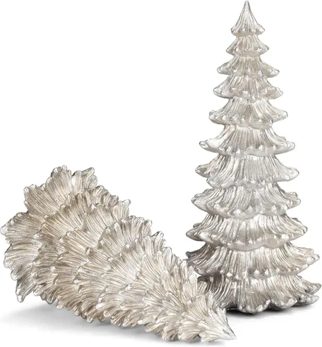 Vista 5 de RAZ Imports 2022 Cozy Christmas - Árbol plateado de 9.5 pulgadas, juego de 2