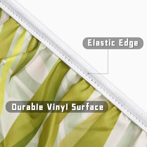 Vista 4 de Round Tablecloth Palm Flowers Fitted Tablecloth with Elastic Round Outdoor Tablecloths for Tables Waterproof Reusable Table Cover for Indoor and