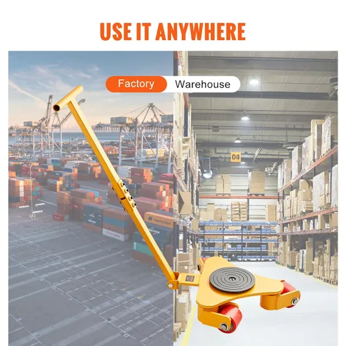 Vista 6 de VEVOR Patín para maquinaria Dolly, 3T/6614 LBS Vehículo para mover maquinaria industrial con asa, Patín para mover maquinaria de acero al carbono