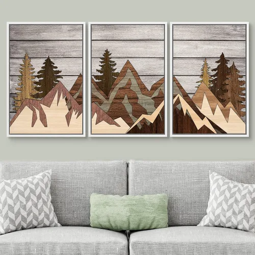 Vista 344 de SIGNWIN Lienzo enmarcado para pared, juego de arte de collage de hojas transparentes en blanco y negro, ilustraciones de naturaleza silvestre, arte