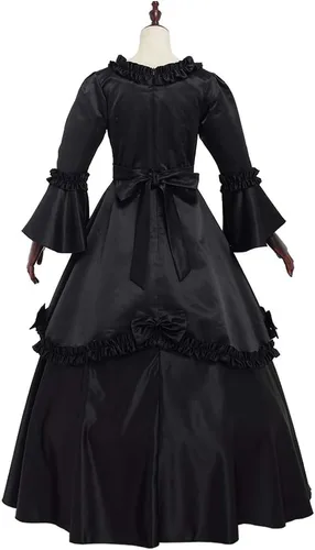 Vista 6 de BPURB Vestido de disfraz victoriano, vestido de baile rococó con lazo y falda de aro