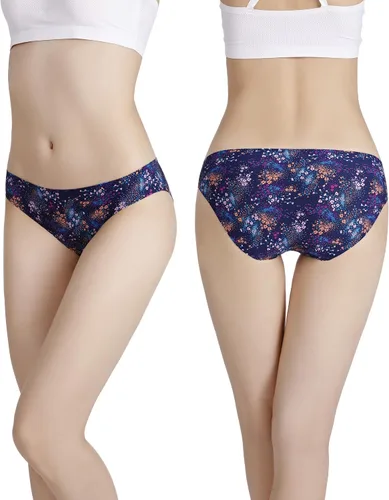 Vista 3 de Kingfung Bragas sin costuras para mujer, suaves, elásticas, invisibles, invisibles, ropa interior hipster