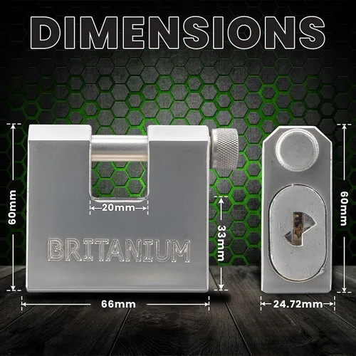 Vista 2 de Britanium® BRX66 Candado de contenedor de alta resistencia con 5 llaves – Eslabones resistentes a cortes de 10 mm, cilindro de latón antitaladro