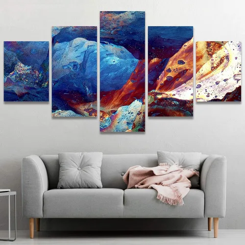 Vista 46 de SIGNWIN Lienzo grande para pared, efecto geométrico de mármol, triángulo dorado, polígono, paisaje, formas abstractas, arte digital, arte moderno