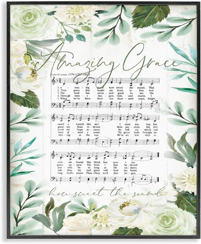Vista 14 de Amazing Grace - Partituras florales, 16 x 20 pulgadas enmarcada giclée Amazing Grace Floral