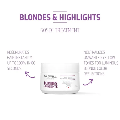 Vista 2 de Goldwell Dualsenses Blondes & Highlights Tratamiento Anti-Amarillo 60sec 6.8oz, 6.8 fl oz