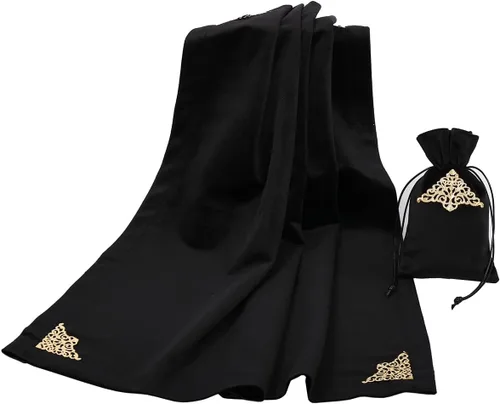 Vista 29 de BLESSUME Wizard Tarot Mantel y bolsa Cuadrado Azul Tarot Paño Negro